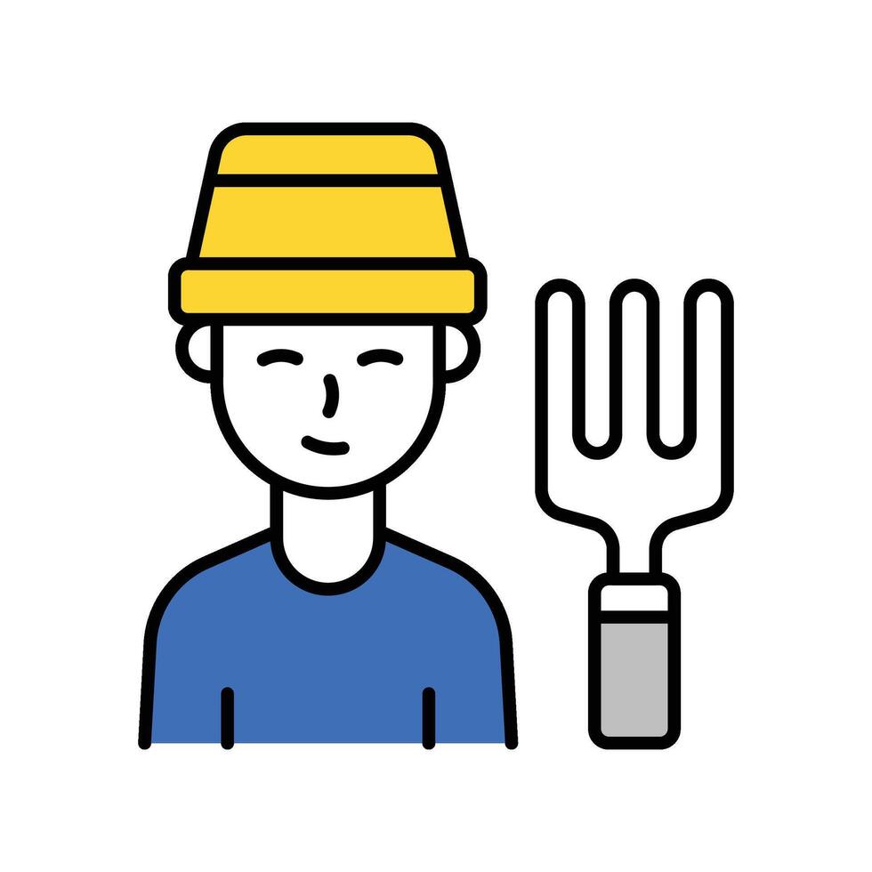 Farmer filled outline icon. EPS 10 file vector