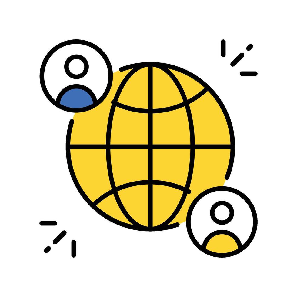 Global Friendship filled outline icon. EPS 10 file vector