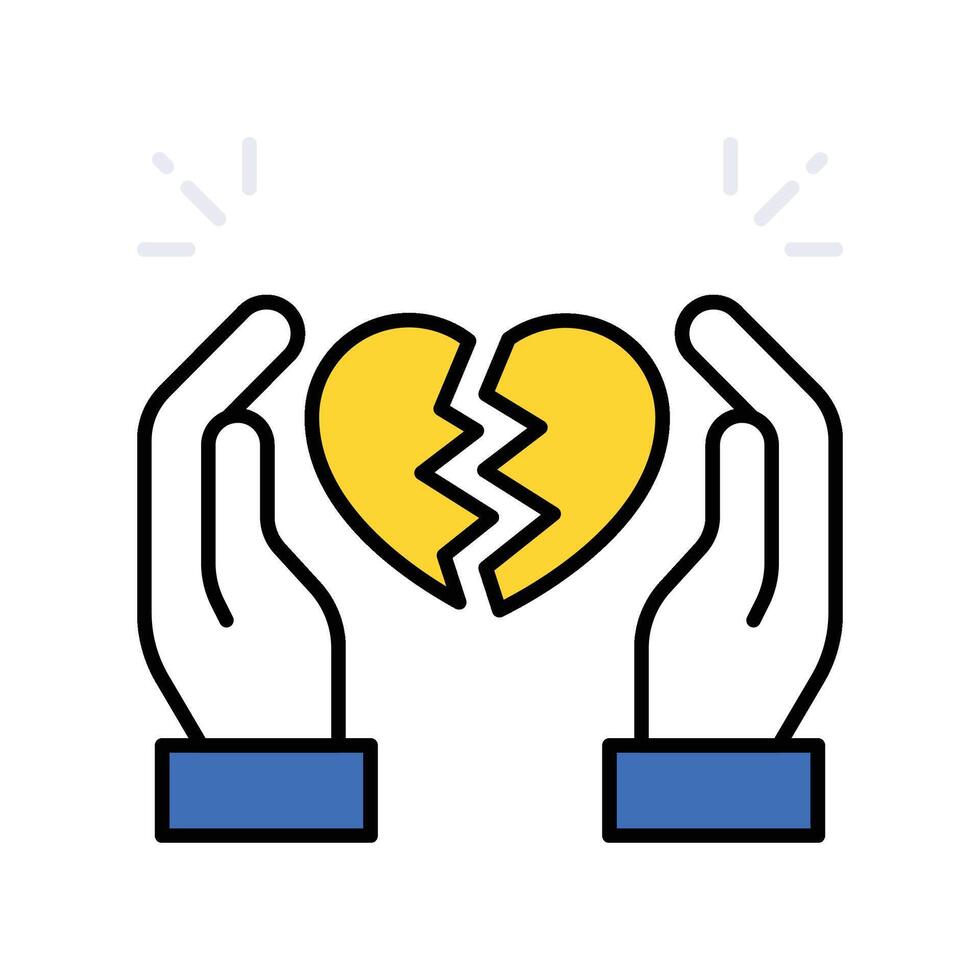 Broken Heart filled outline icon. EPS 10 file vector