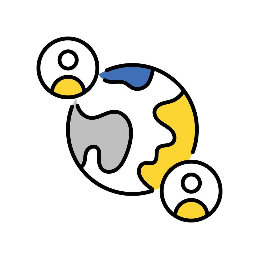 Worldwide Friendship filled outline icon. EPS 10 file vector