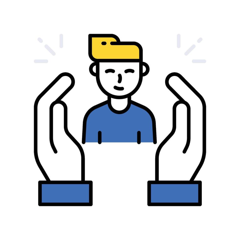 Person Care filled outline icon. EPS 10 file vector