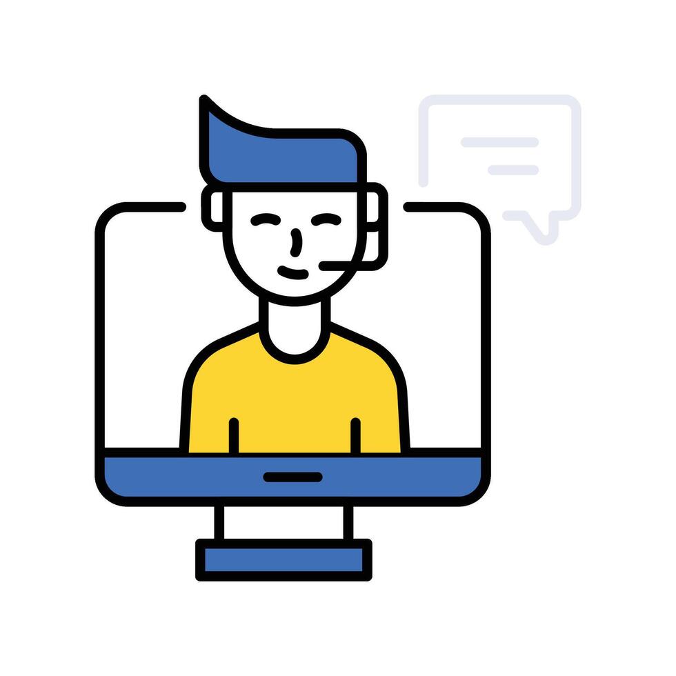 Virtual Assistants filled outline icon. EPS 10 file vector