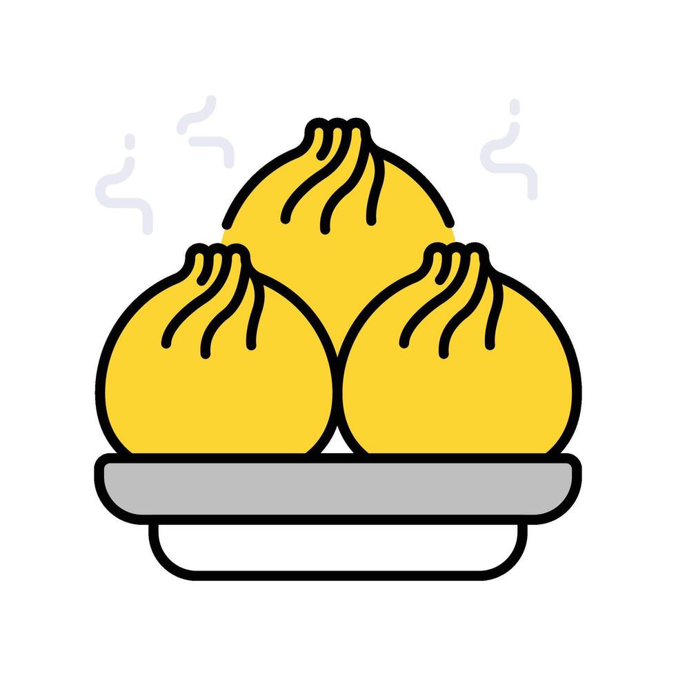 Dumpling filled outline icon. EPS 10 file vector