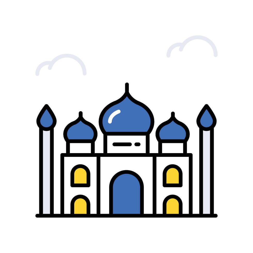 Taj Mahal filled outline icon. EPS 10 file vector