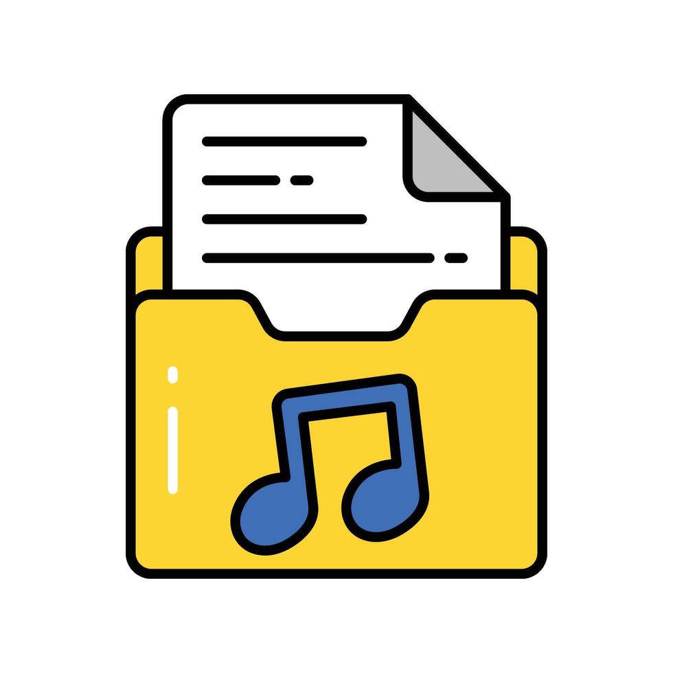 Music Folder filled outline icon. EPS 10 file vector