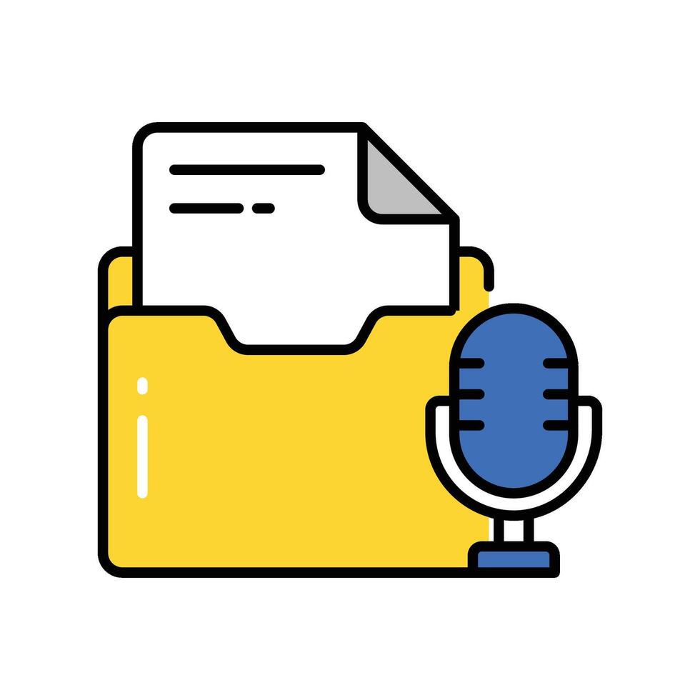 Podcast Folder filled outline icon. EPS 10 file vector