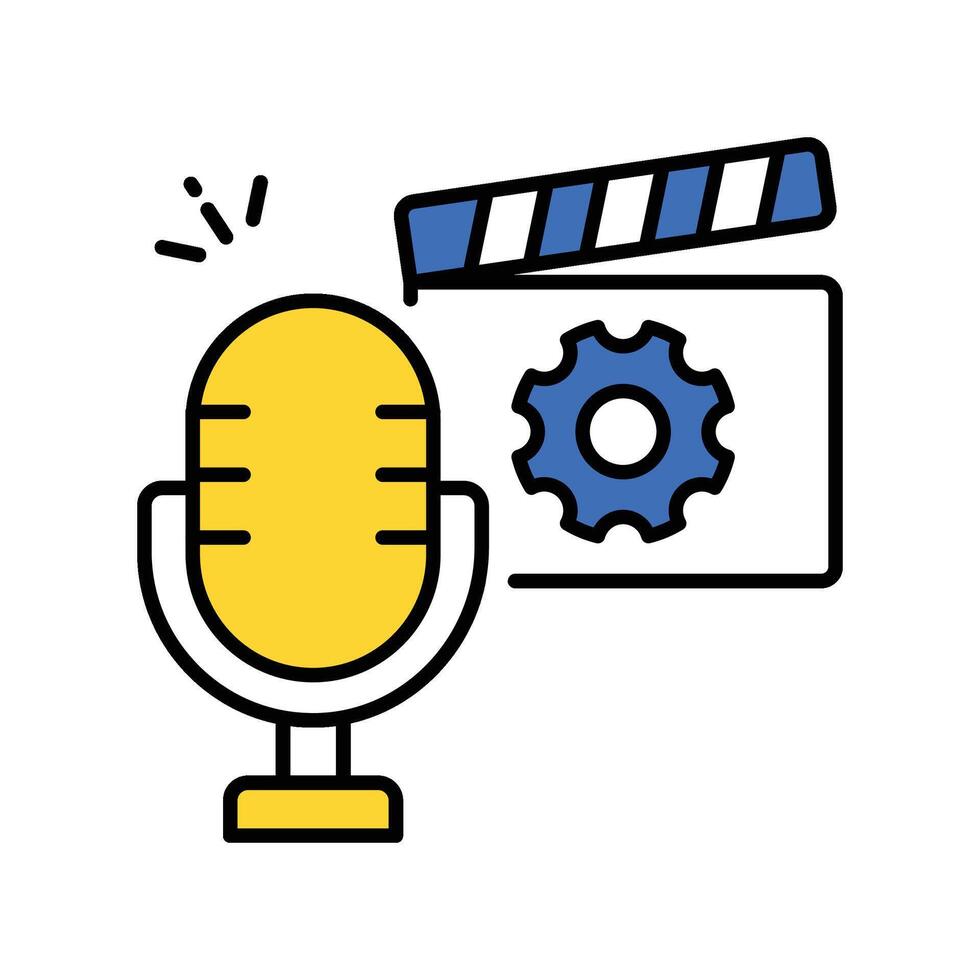 Podcast production filled outline icon. EPS 10 file vector