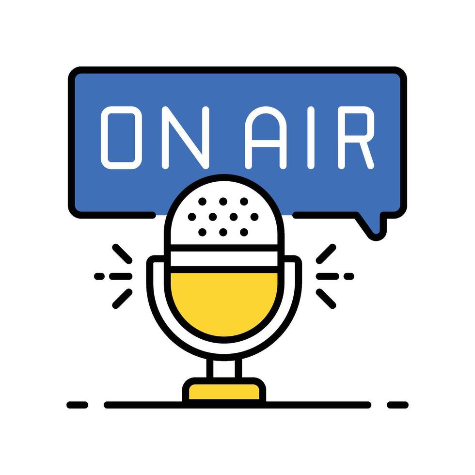 Live on air filled outline icon. EPS 10 file vector