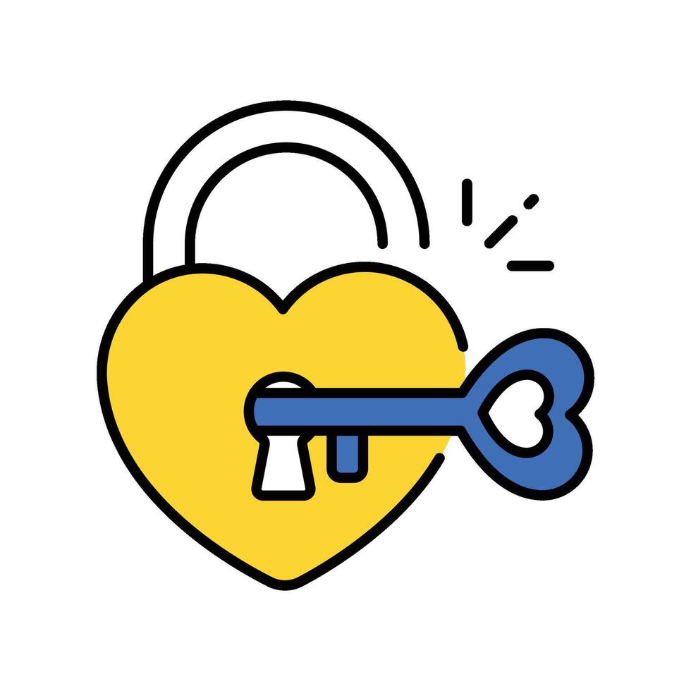 Heart lock filled outline icon. EPS 10 file, vector