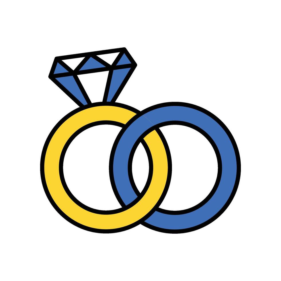 Diamond ring filled outline icon. EPS 10 file vector