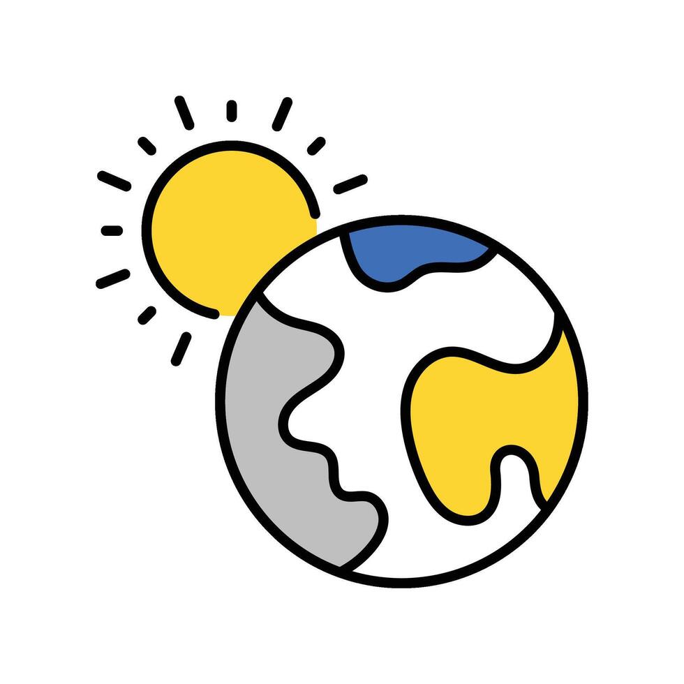 Earth And Sun filled outline icon. EPS 10 file vector