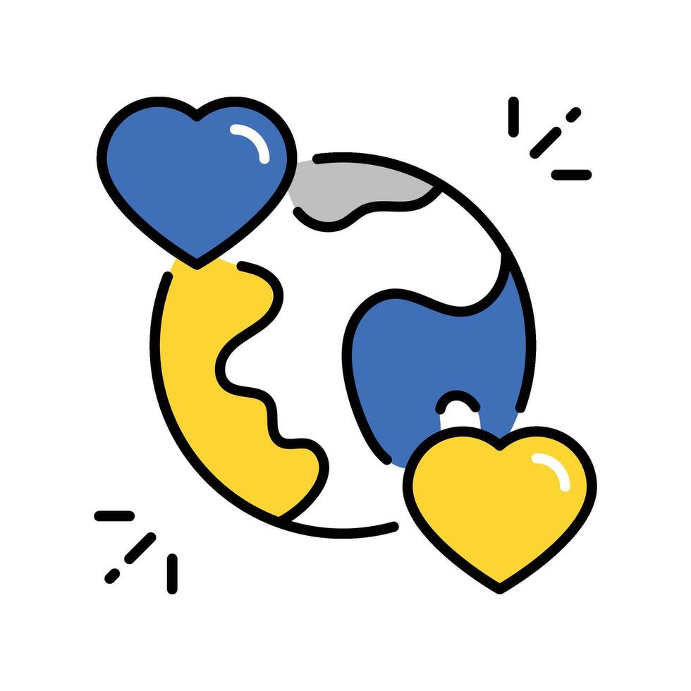 Earth Love filled outline icon. EPS 10 file vector