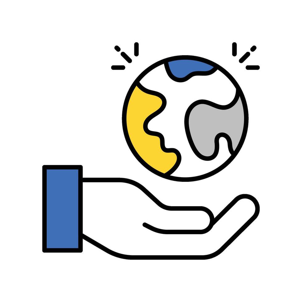 Holding Earth filled outline icon. EPS 10 file vector
