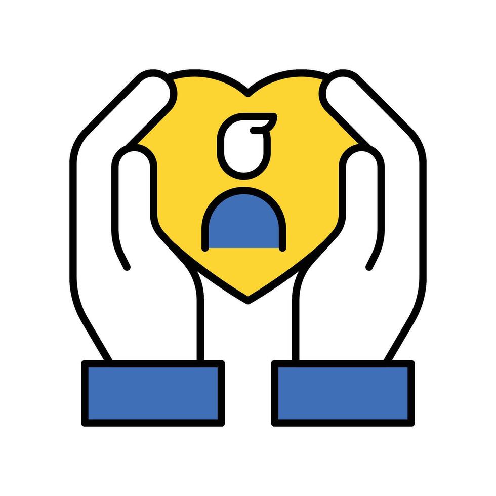 Caring filled outline icon. EPS 10 file vector