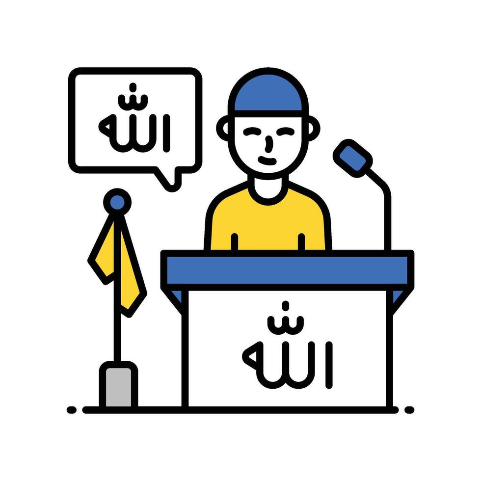 Islamic speech filled outline icon. EPS 10 file vector