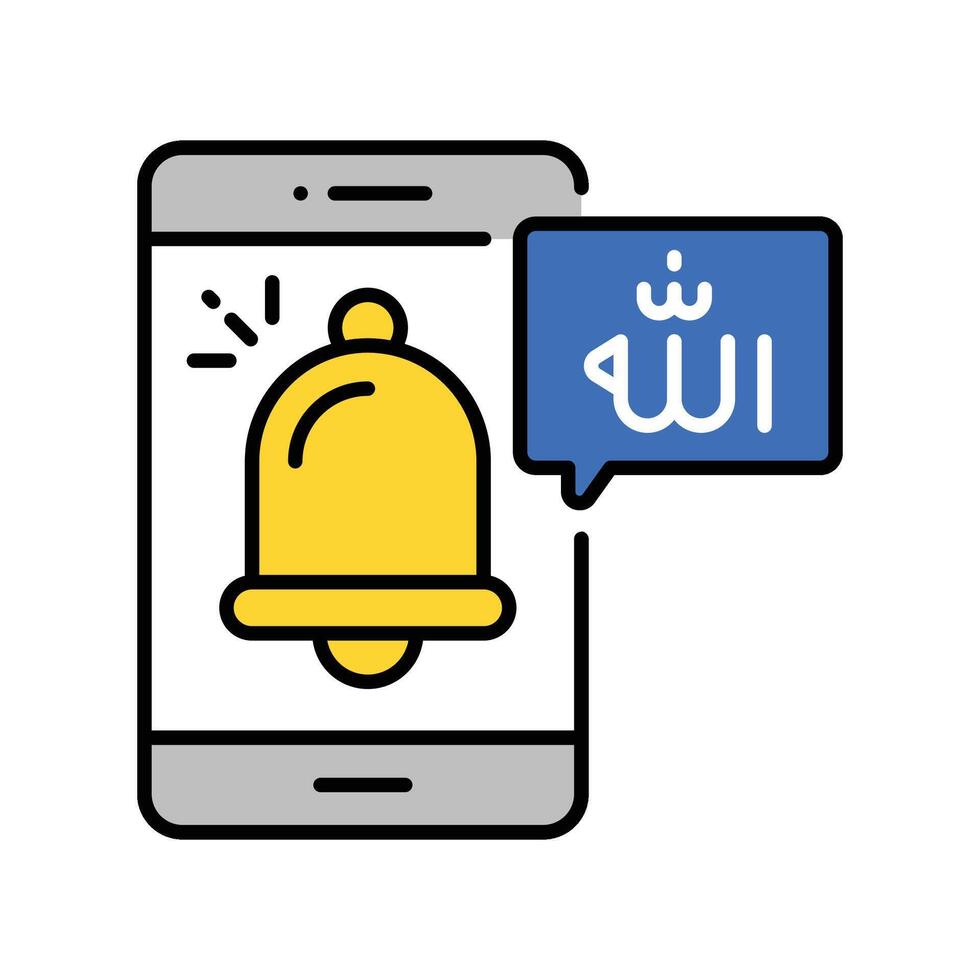 Azan Alarm filled outline icon. EPS 10 file vector