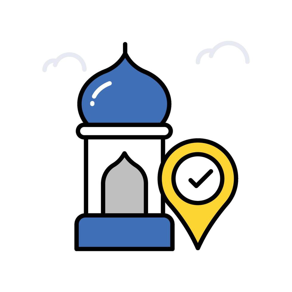 Mosque Location filled outline icon. EPS 10 file vector