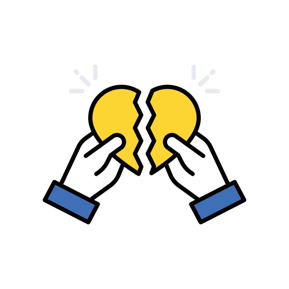 Heartbroken filled outline icon. EPS 10 file vector