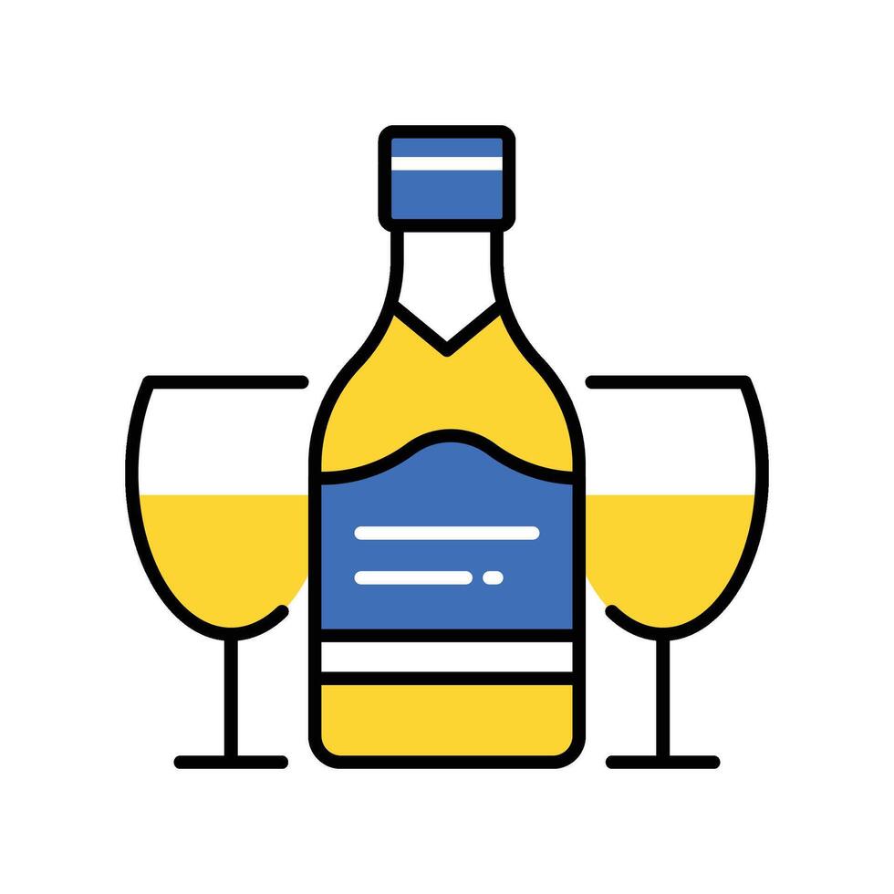 Champagne glass filled outline icon. EPS 10 file vector