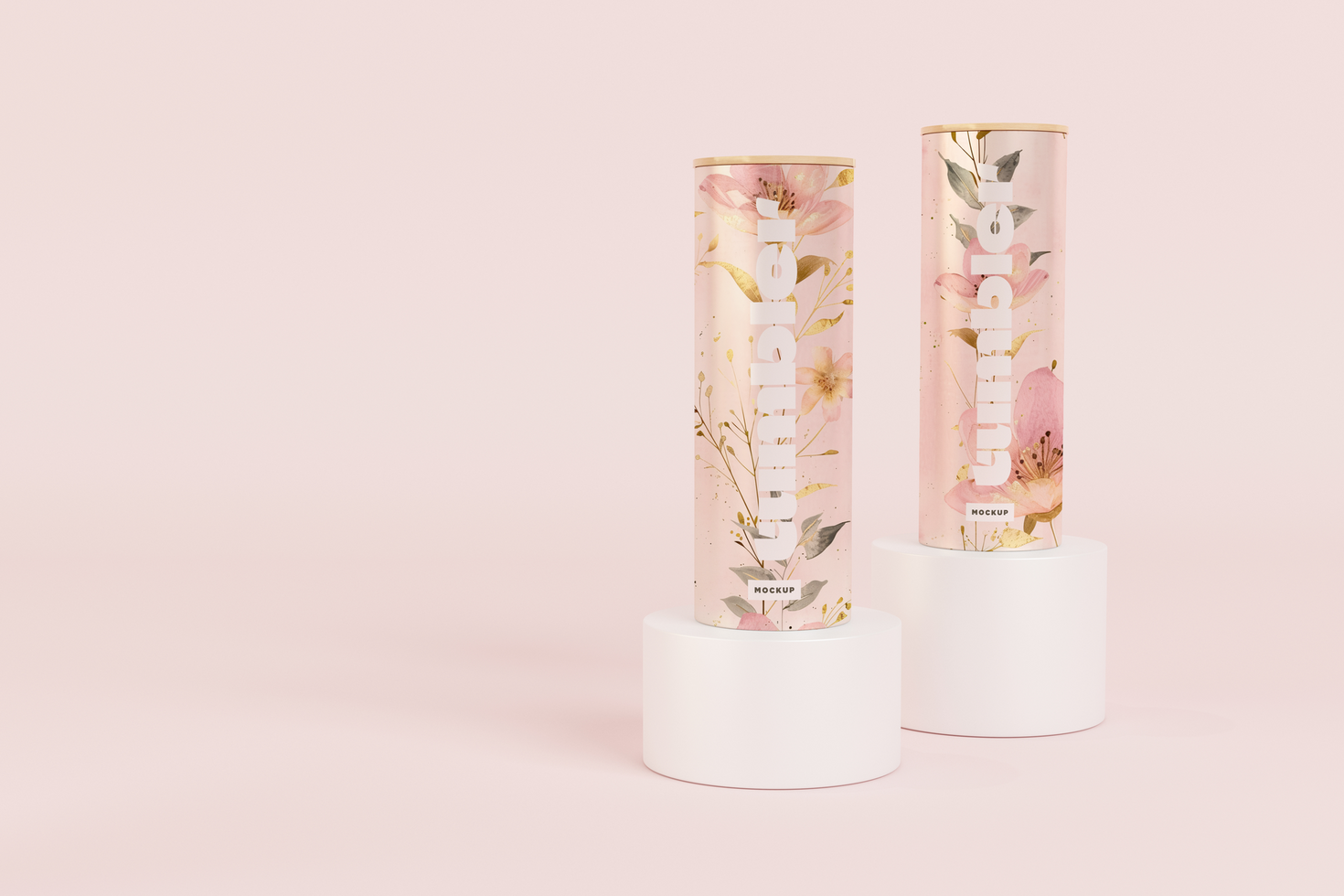 Two Tumbler Drinking Jars Mockup on podium psd