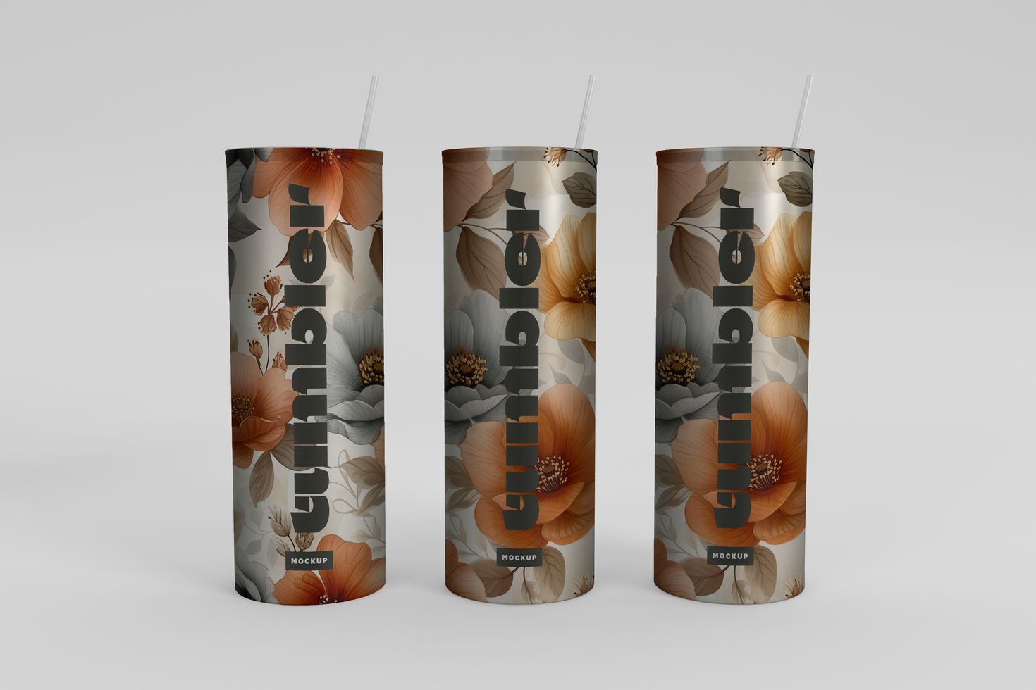 Three Jars Tumbler Drinking Mockup psd