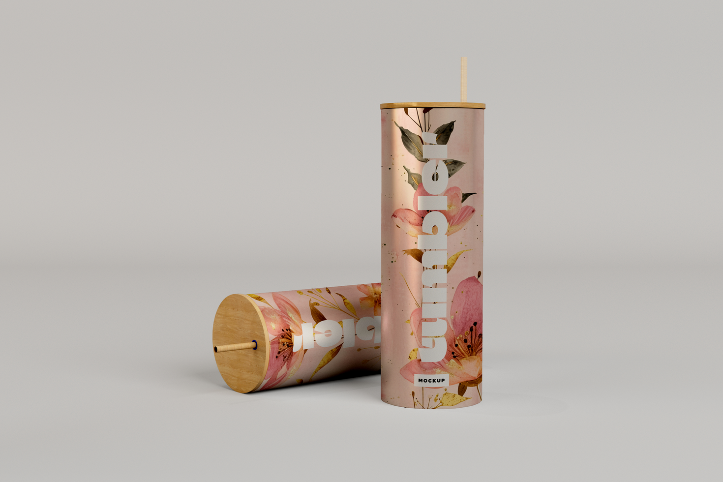 Tumbler Drinking two Jars Mockup on falled psd