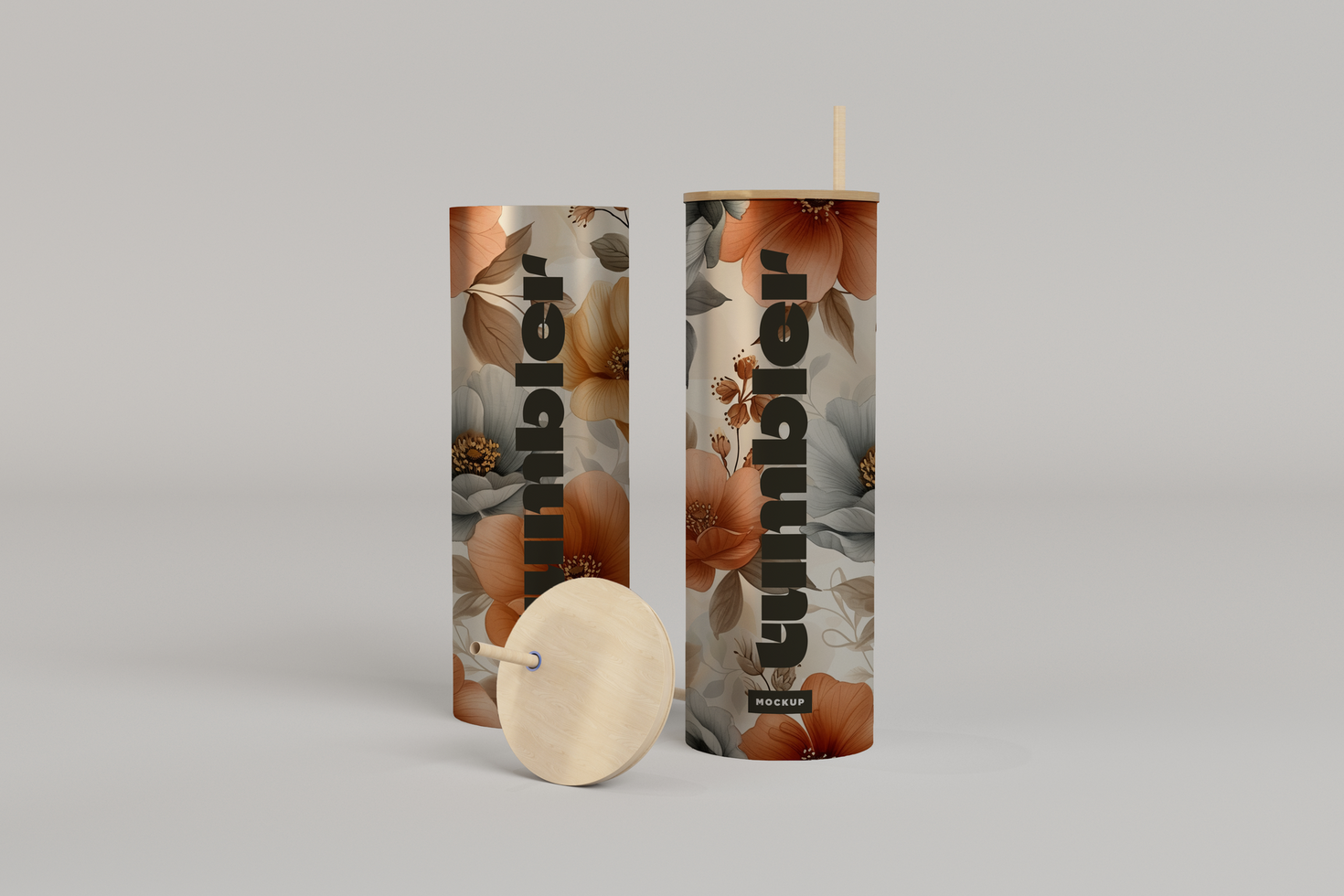 Tumbler Drinking two Jars Mockup with cap psd