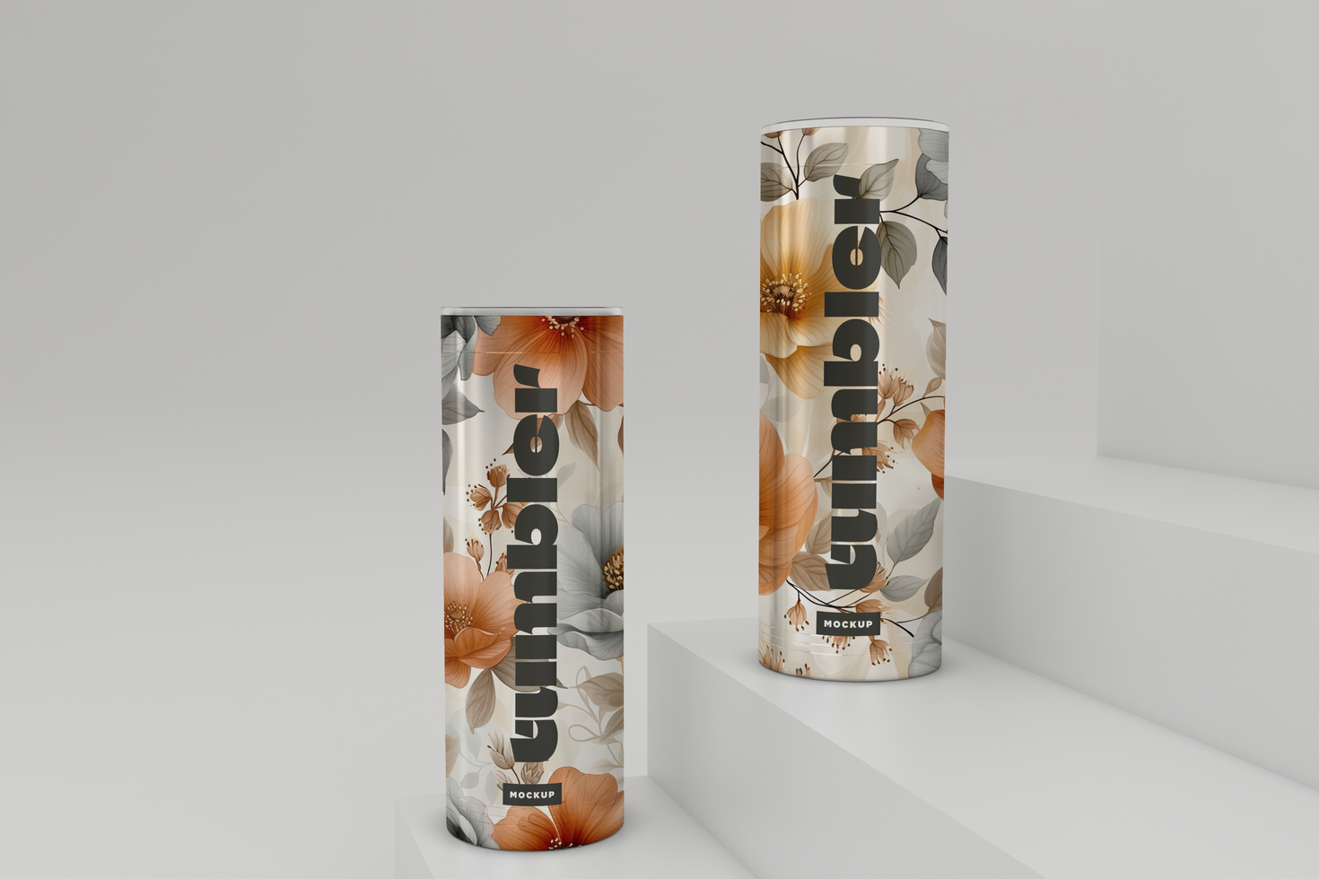 Tumbler Drinking Jar Mockup on Steps psd