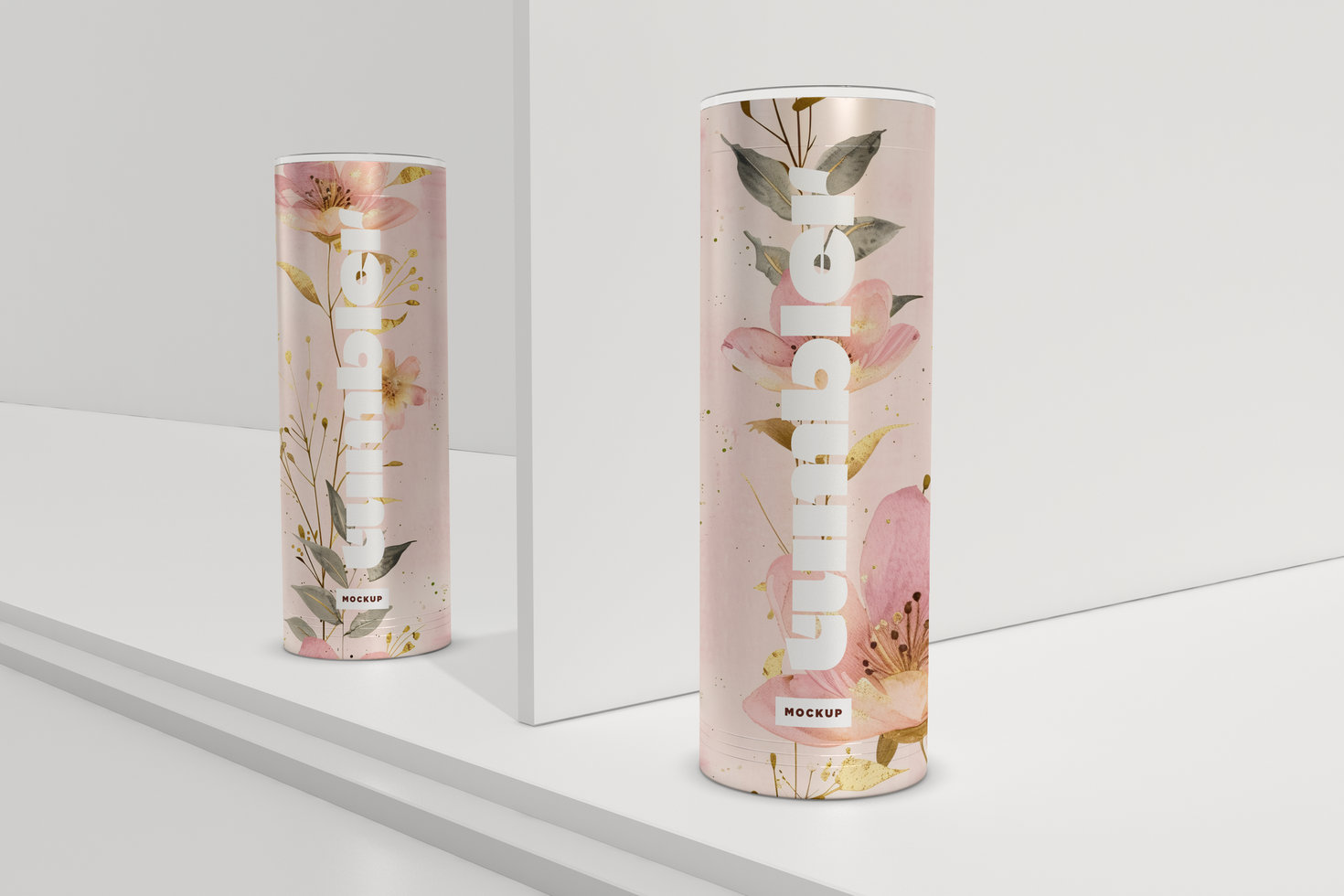 Two Tumbler Drinking Jars Mockup rack psd