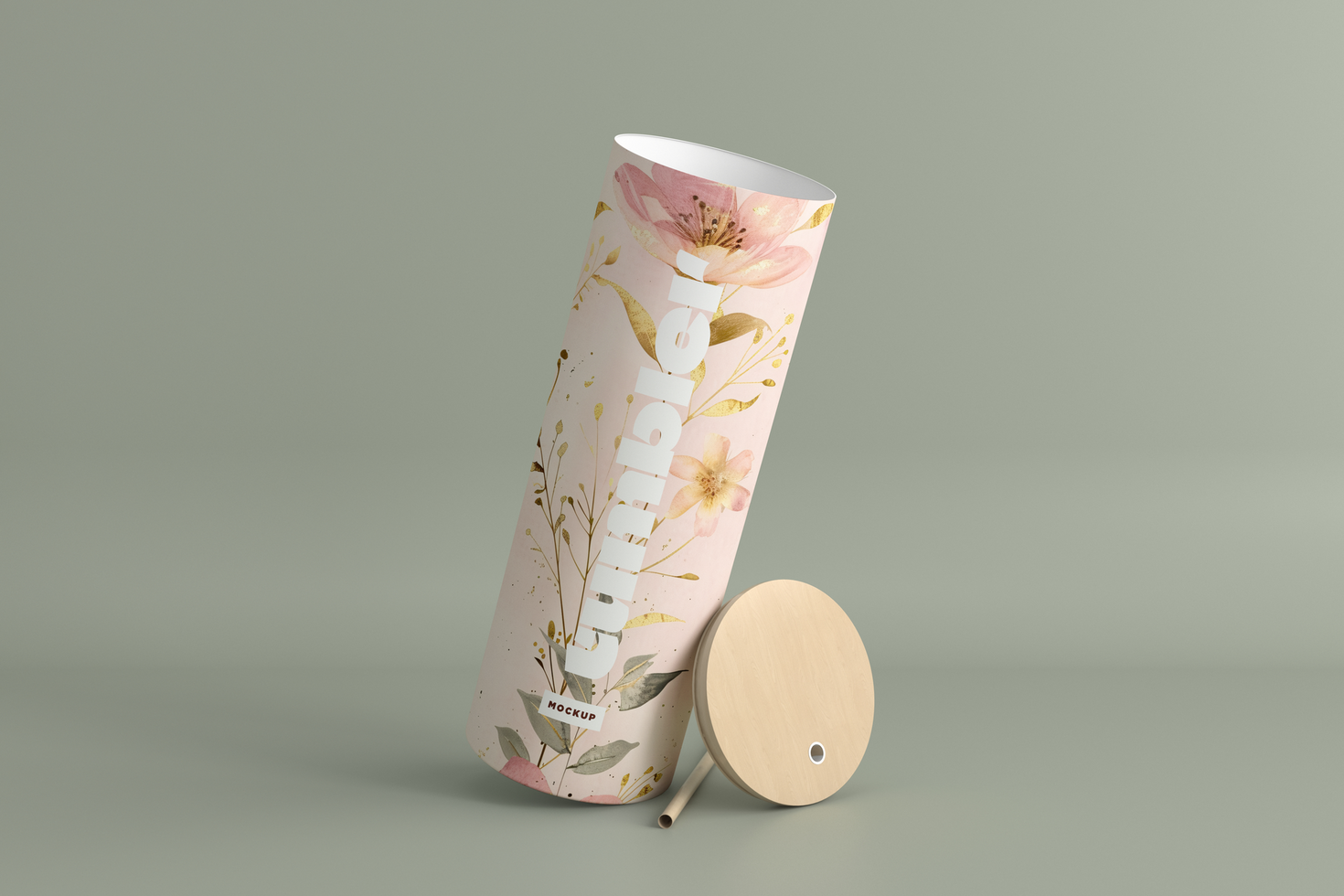 Tumbler Drinking Jar Mockup with green backgroubd psd