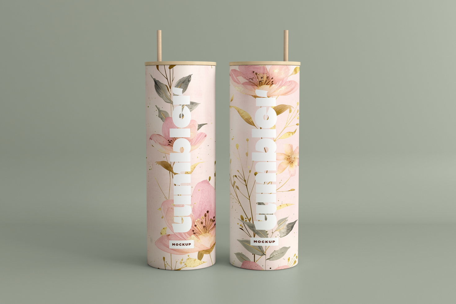 Tumbler Drinking two Jars Mockup on green background psd