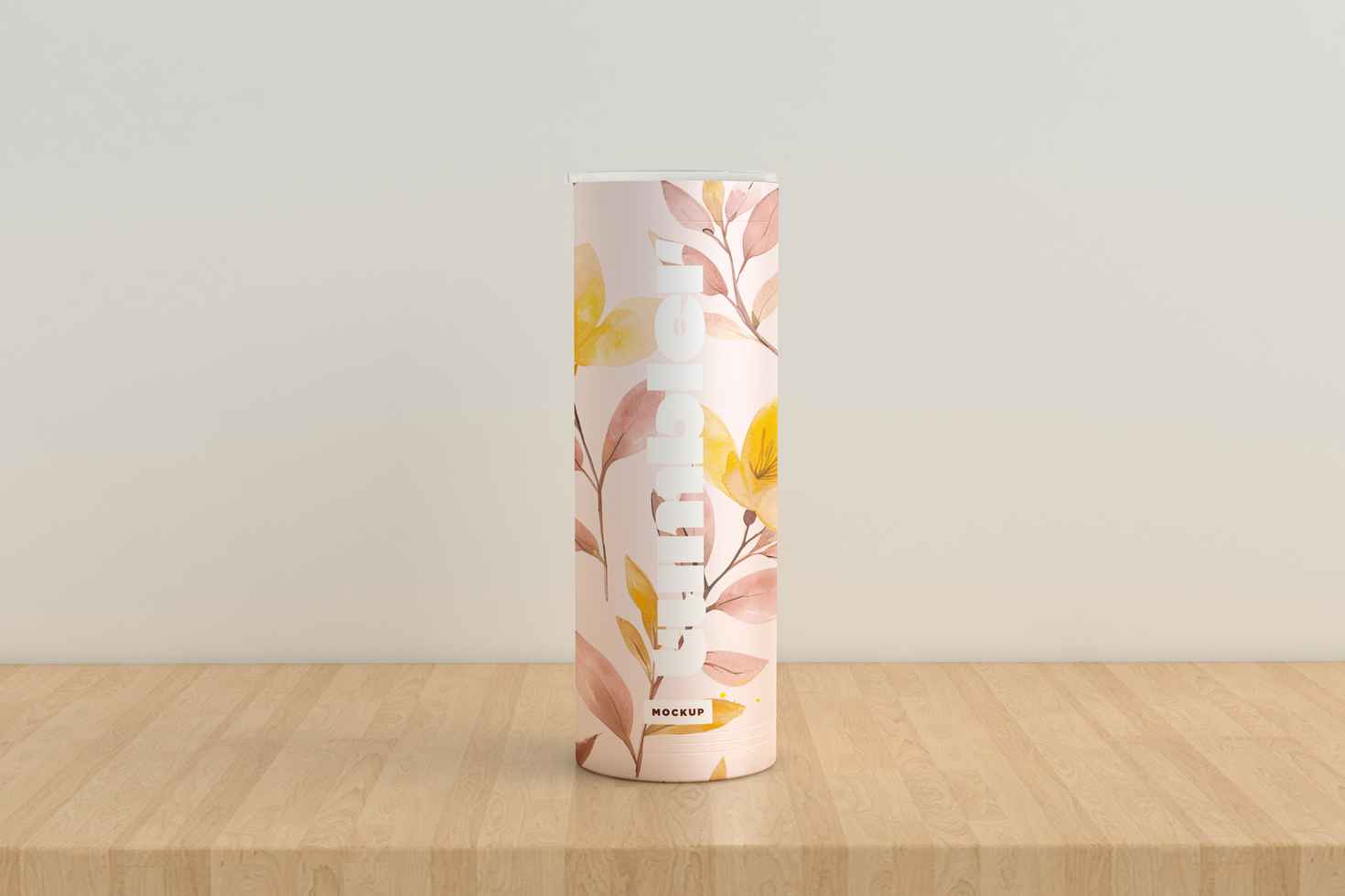 Tumbler Drinking Jar Mockup on wooden surface psd