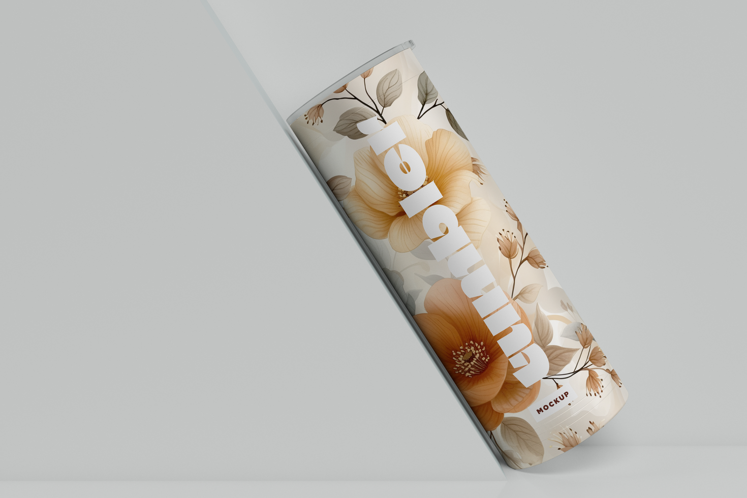 Tumbler Drinking Jar Mockup twiste on wall psd
