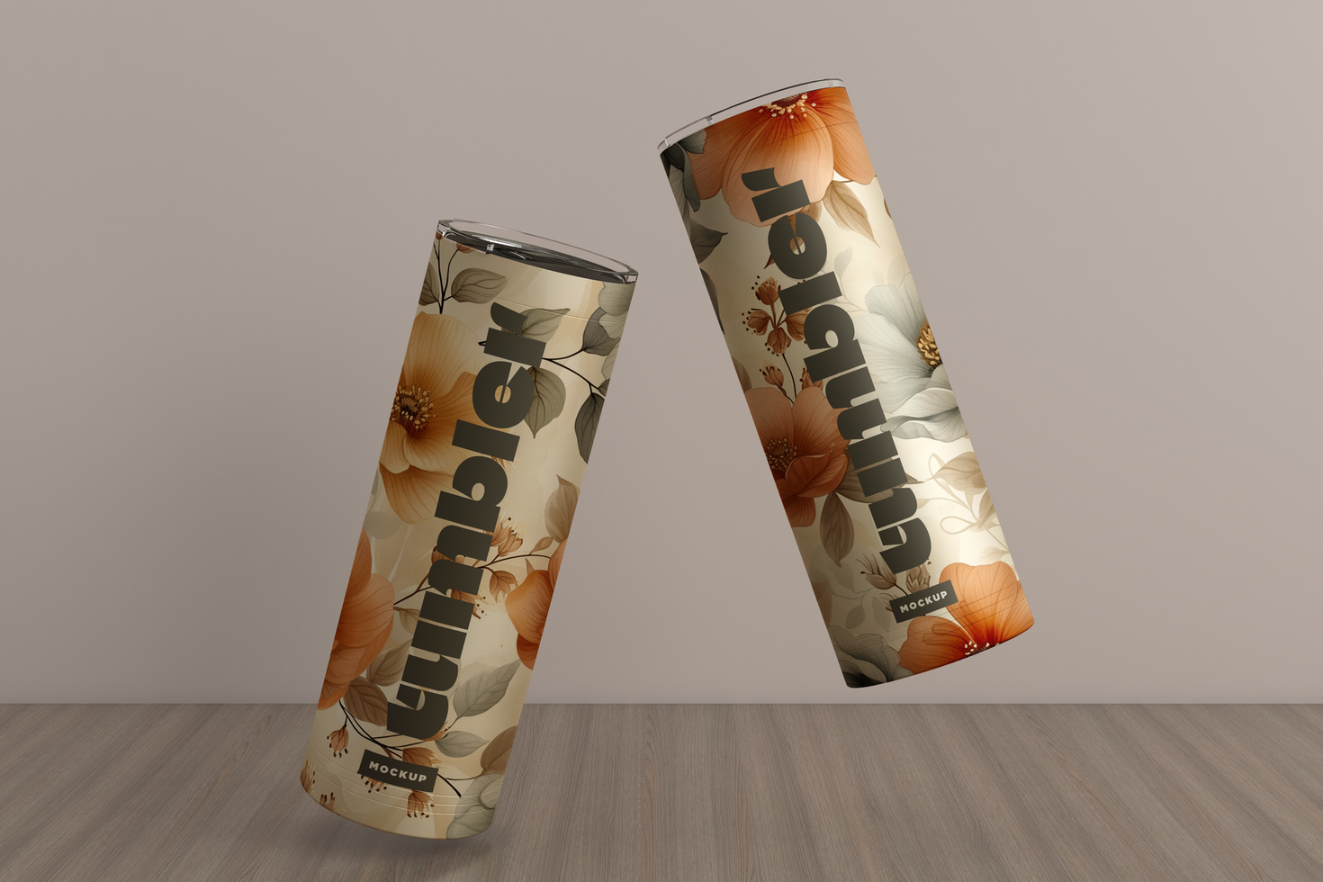Drinking two Jars Tumbler Mockup Falling psd