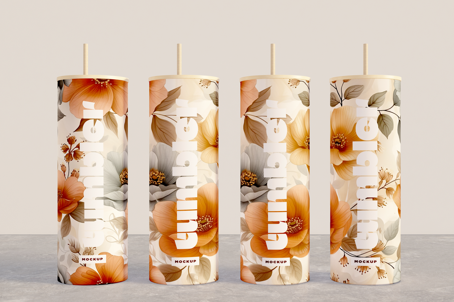 Tumbler Drinking Four Jars Mockup psd