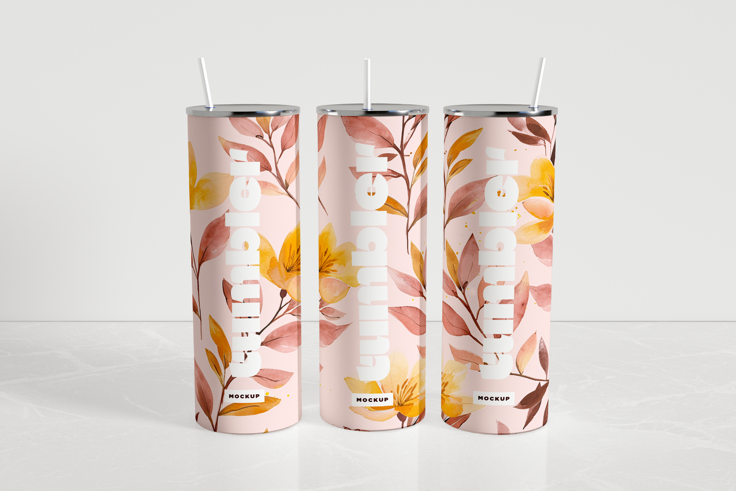 Tumbler Drinking three Jars Mockup indoor psd