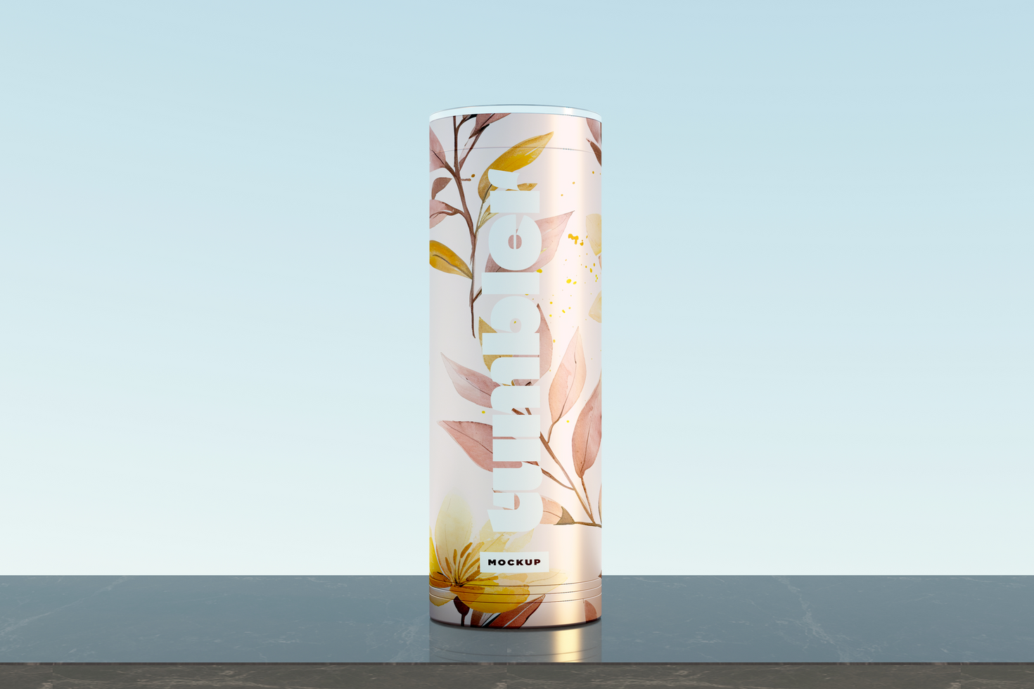 Tumbler Drinking Jar Mockup on black table psd