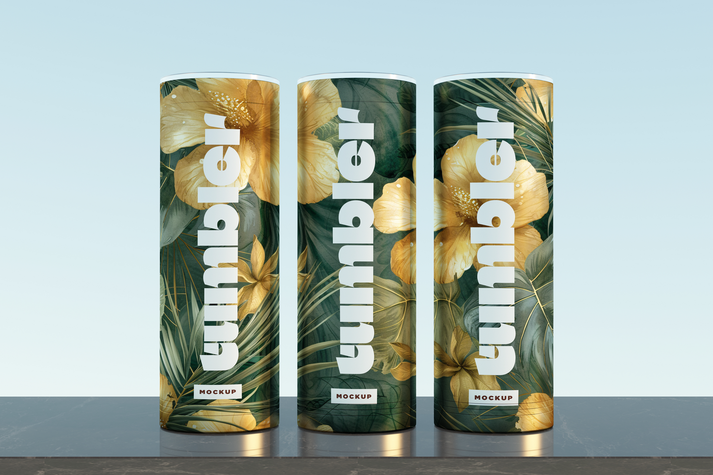 Three Tumbler Drinking Jar Mockup psd