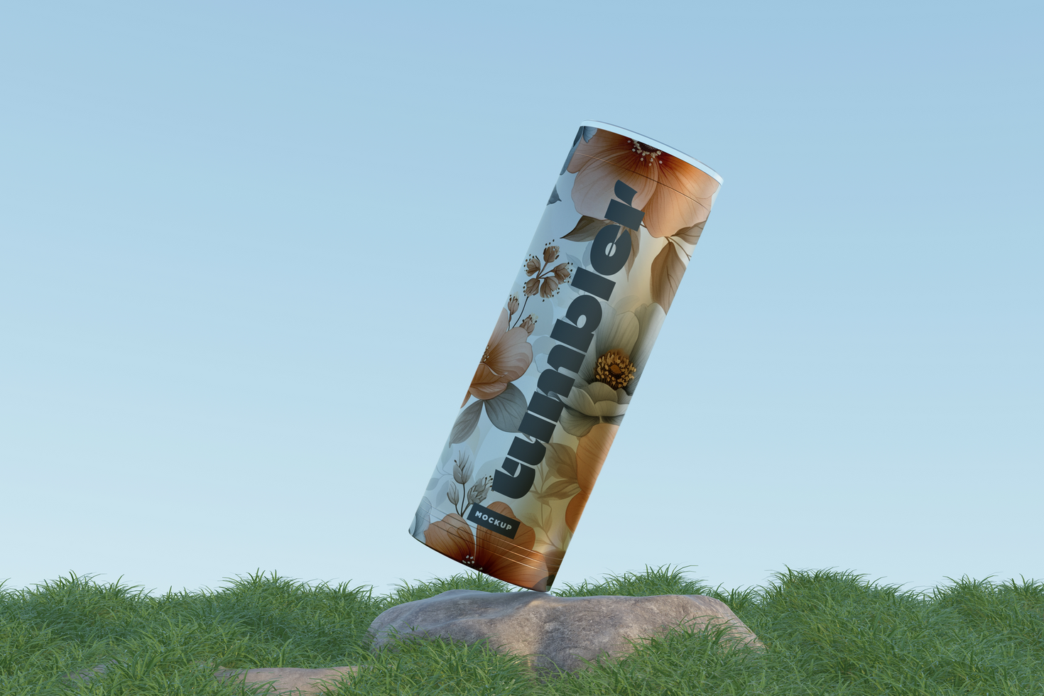 Tumbler Drinking Jar Mockup in grass psd