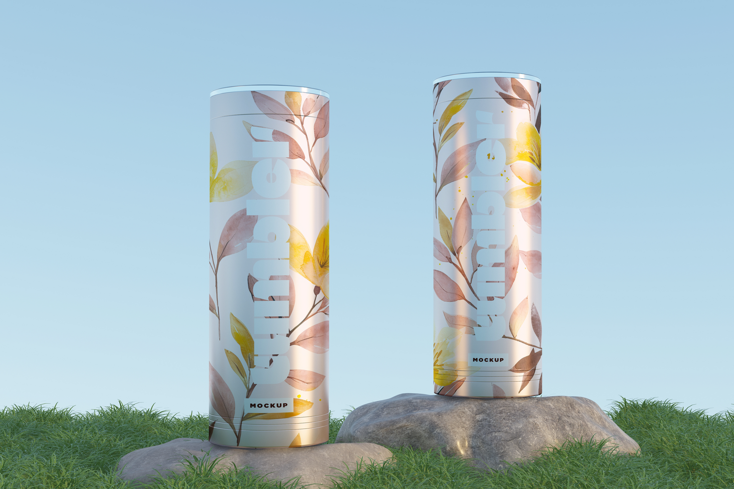 Tumbler Drinking Jar Mockup on stone psd