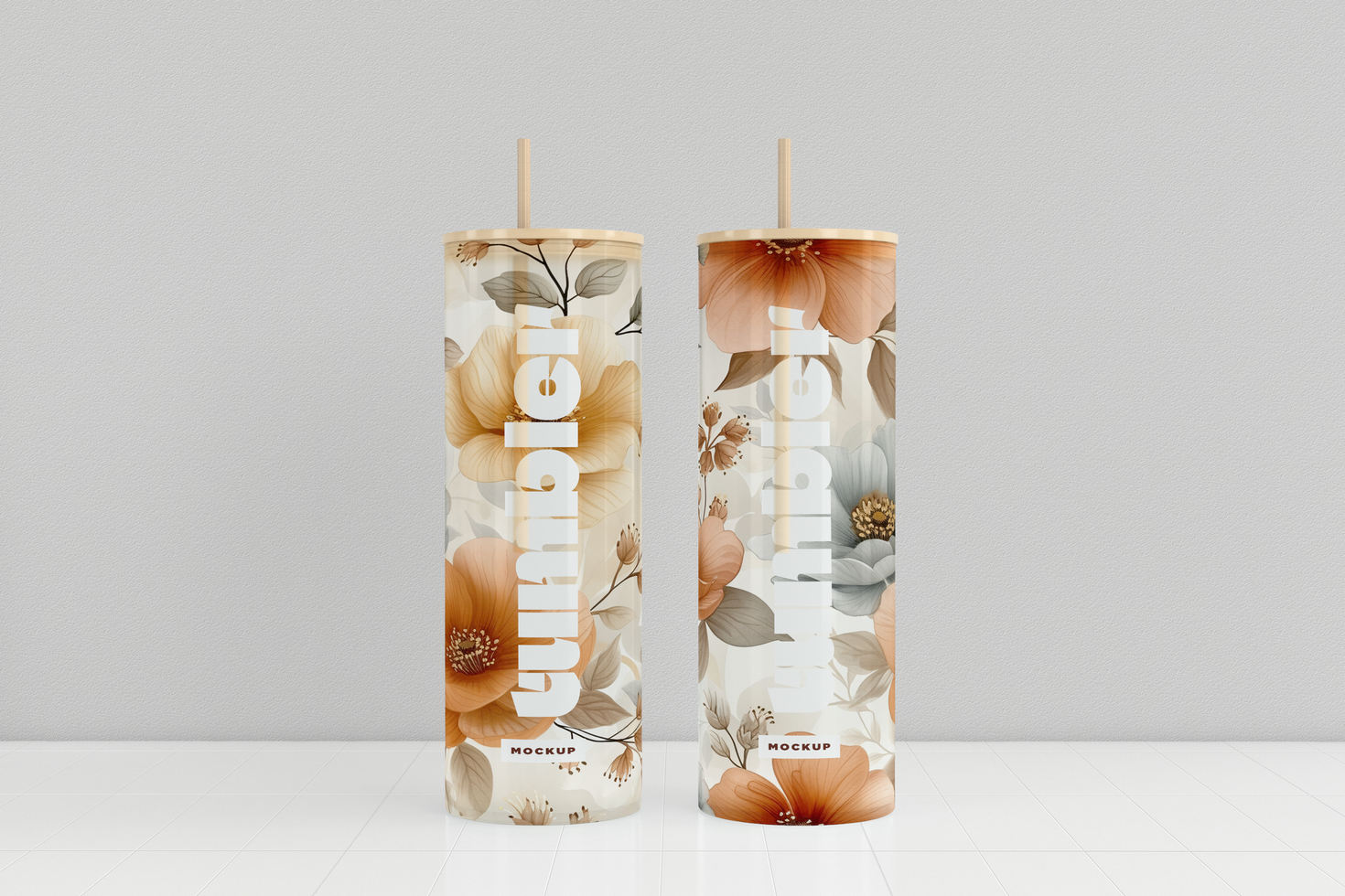 Two Tumbler Drinking Jar Mockup Presentation psd
