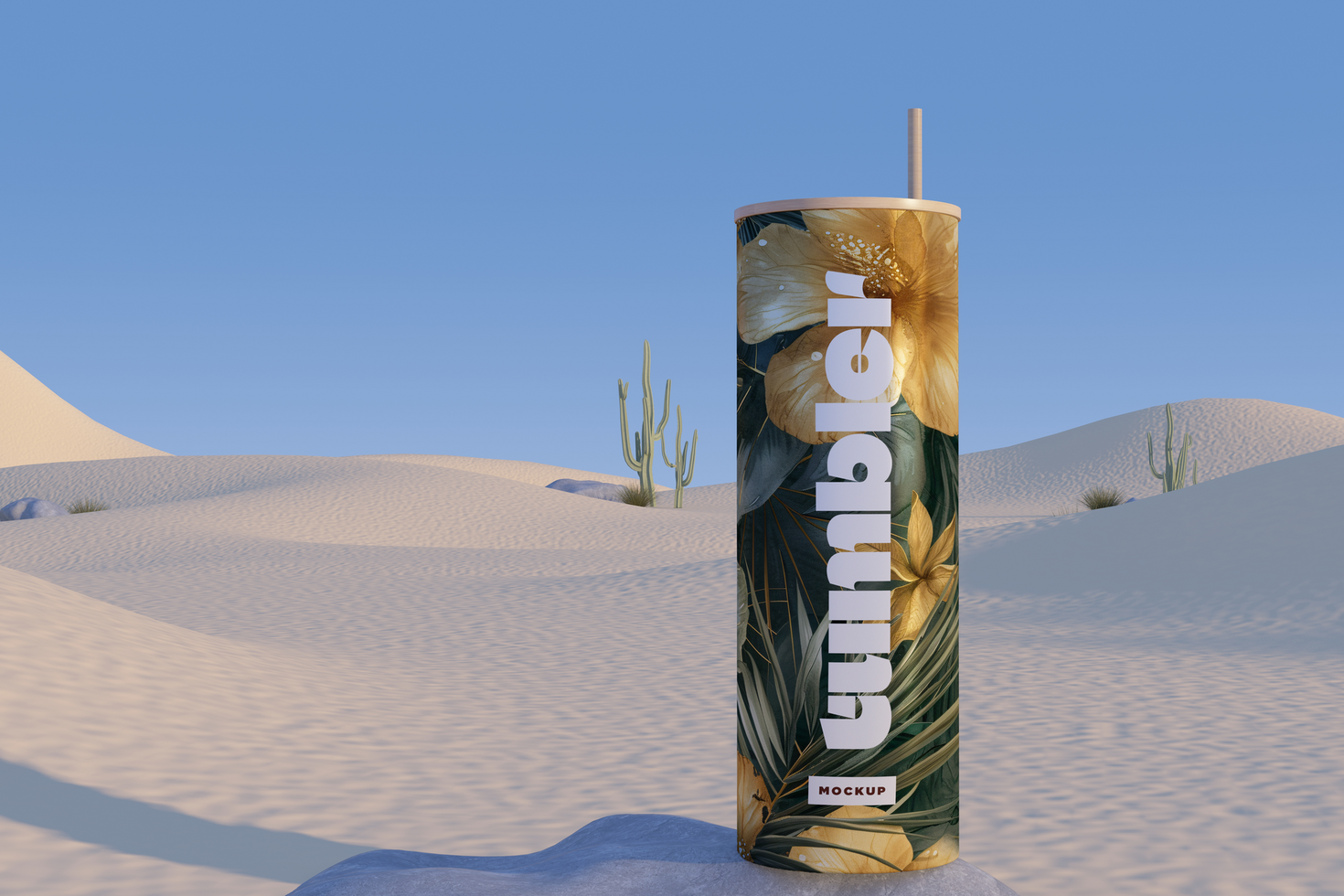 In Desert Tumbler Drinking Jar Mockup psd