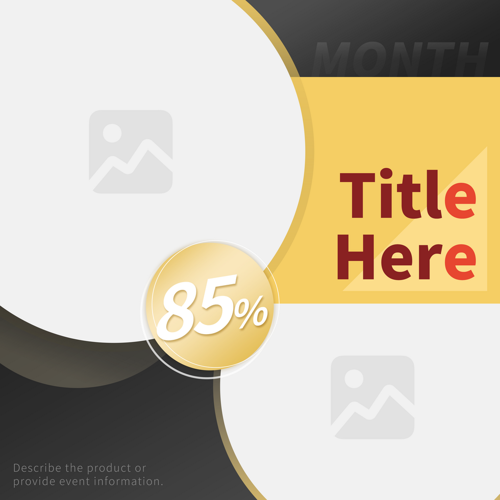 Commerical new arrival promotion with geometric arrangement of black and yellow circles psd