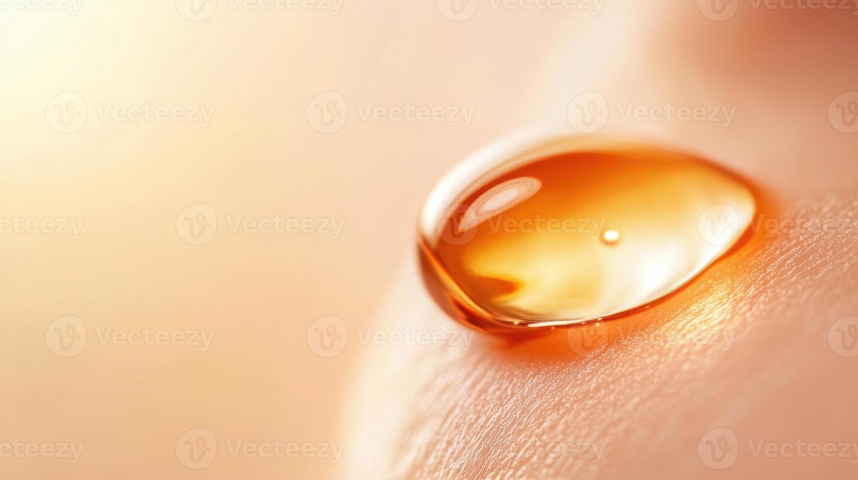 Close-up of serum droplet on smooth skin surface with soft lighting photo