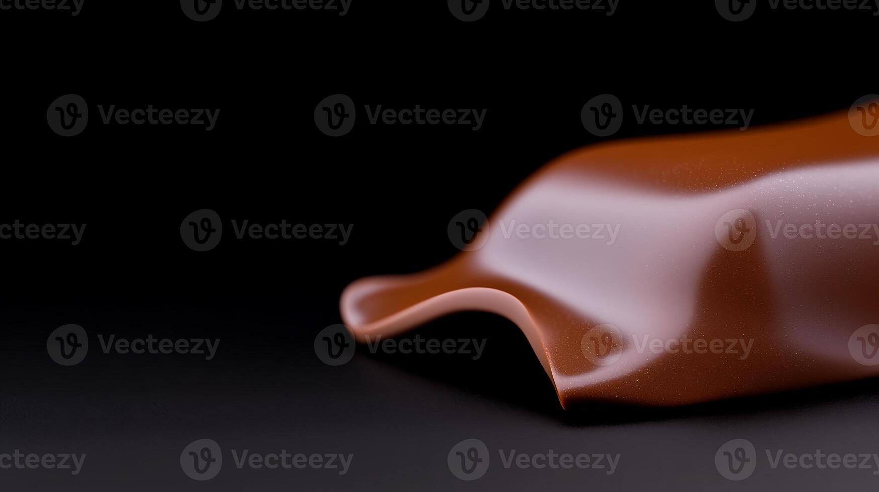 Smooth, glossy chocolate wave on a dark background, showcasing texture and sheen for culinary use photo