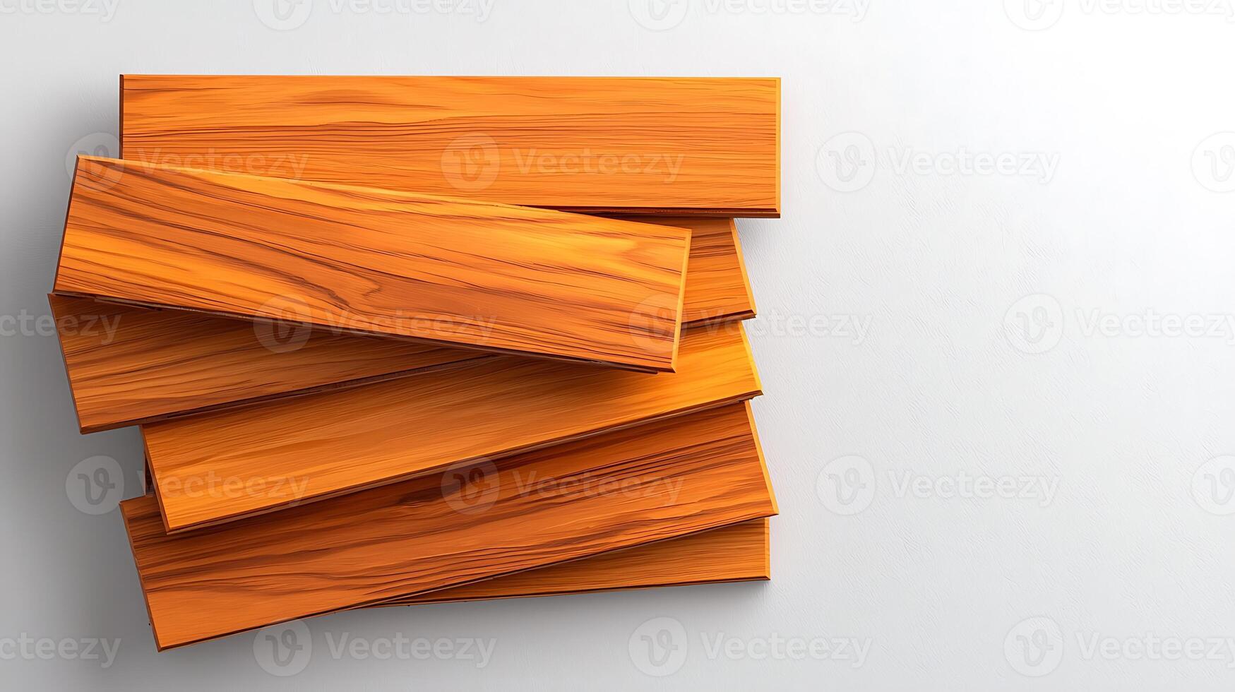 Stacked wooden planks showcasing rich textures and colors against a clean, minimalistic background photo