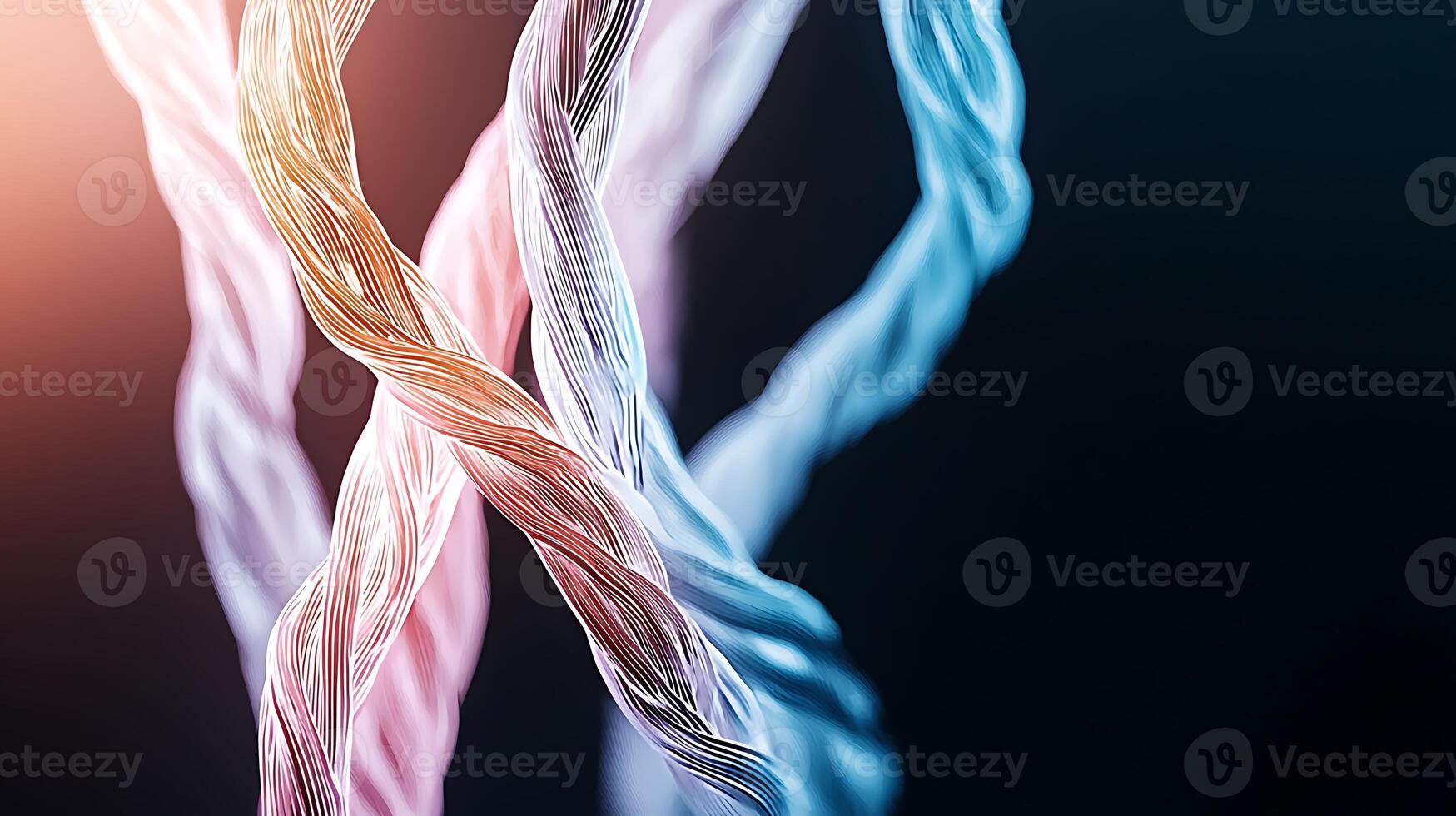 Close-up of intertwined colorful wires against a dark background, showcasing texture and depth photo