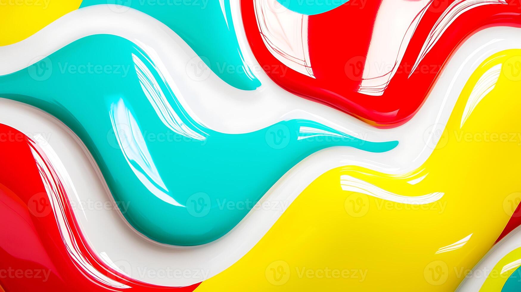 Vibrant swirls of colorful paint create an abstract design with glossy texture and fluid movement photo