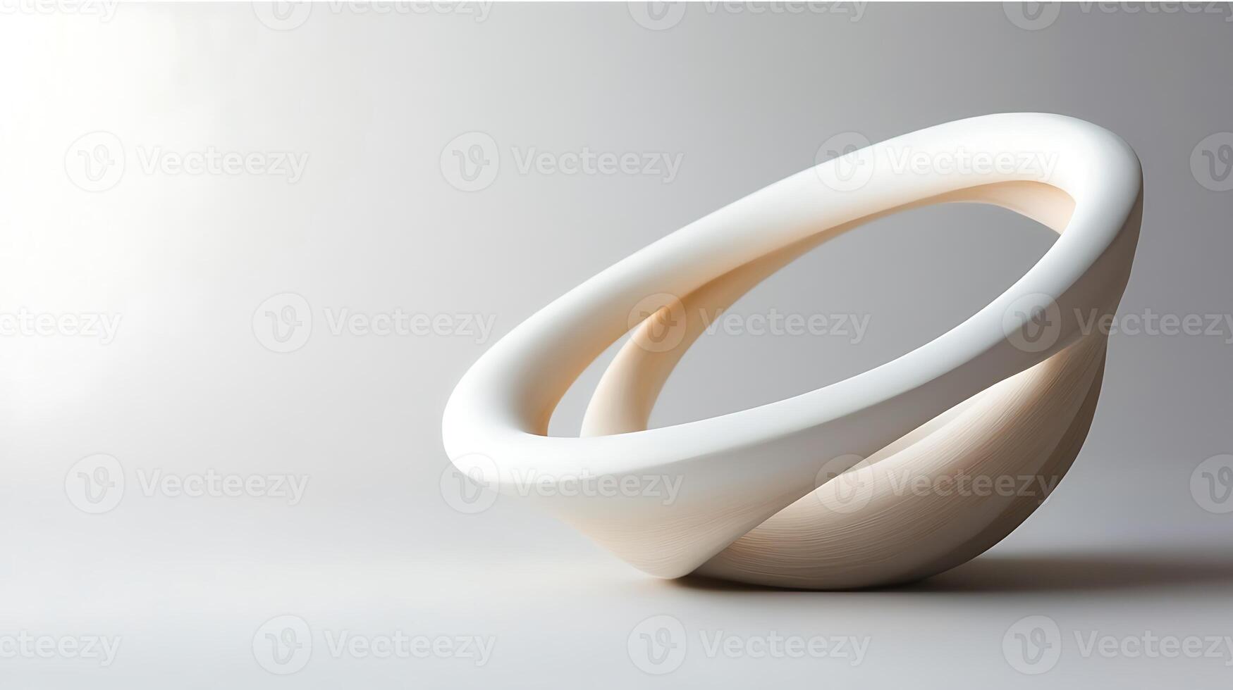 Abstract sculptural design featuring intertwined rings on a minimalist background photo