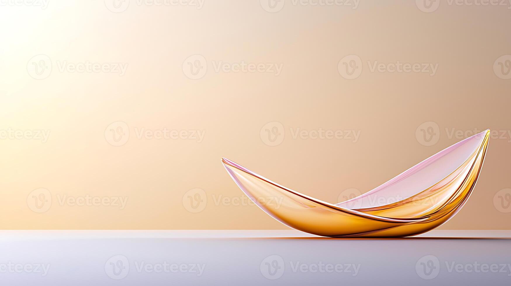 Elegant glass bowl with soft gradient background, showcasing its delicate design and colors photo